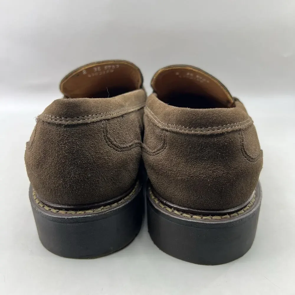 Allen Edmonds Denali Penny Loafers Men Size 8 3E Wide Brown Suede Dress Shoes